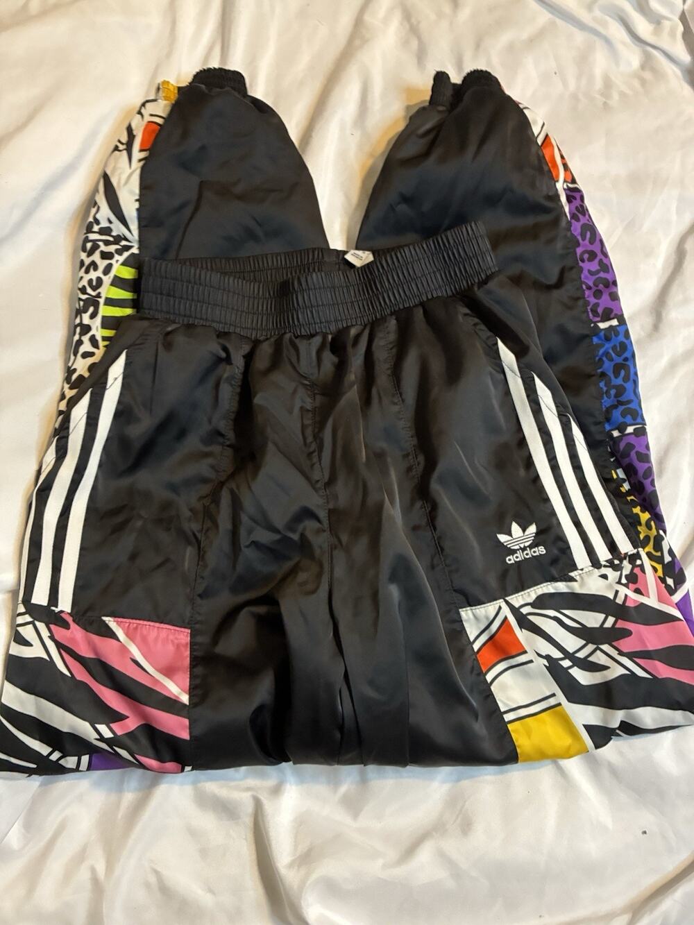 adidas Originals x Rich Mnisi Satin Track Pants Womens XS Black Graphic